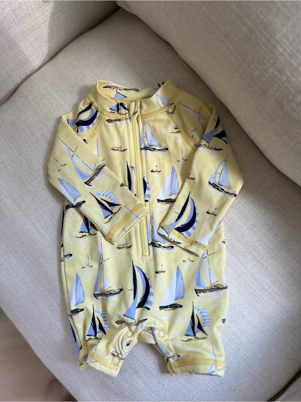Janie and Jack Yellow Sailboat One-Piece Swimsuit